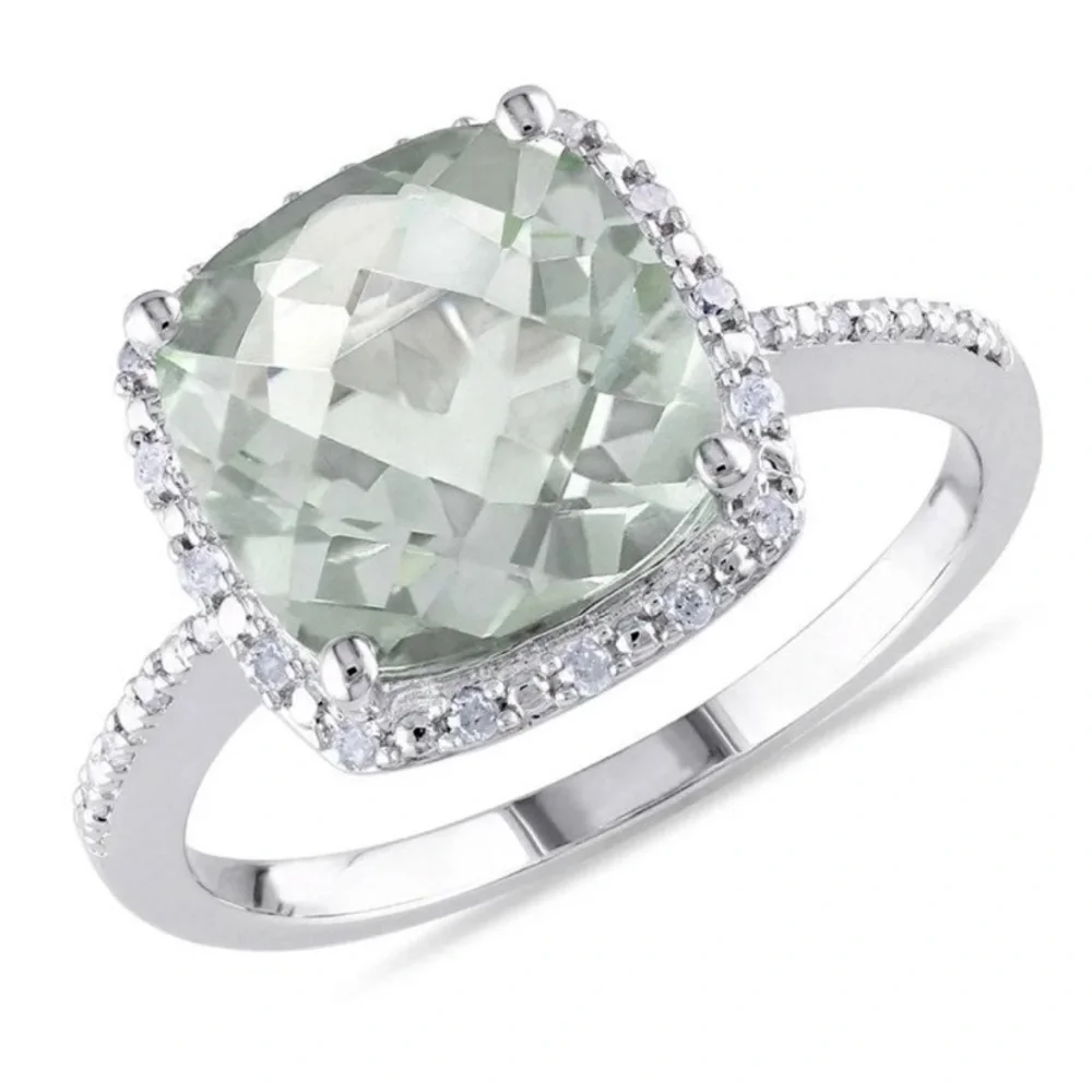 Natural Diamond Green Amethyst Ring